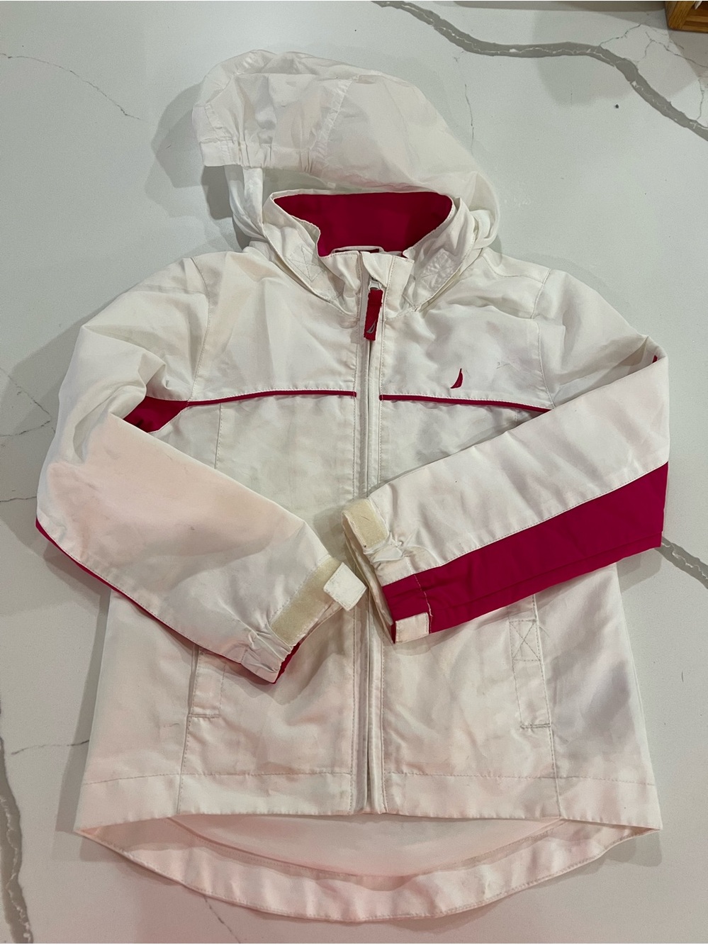 Size 5 - Nautica Raincoat White with Pink